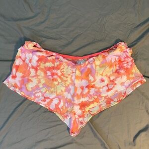 MGT Industries Sheer Floral Ruffled Rear Sleep Shorts Size XL
